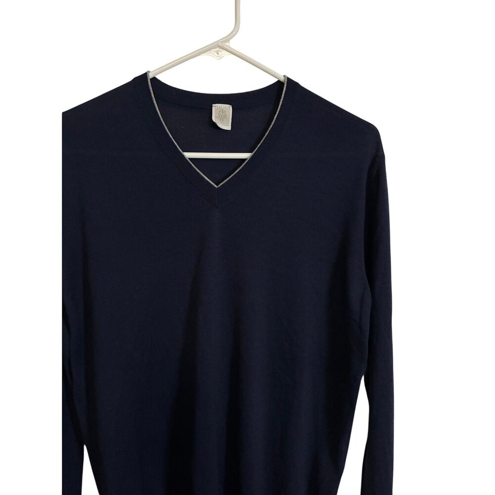 Eleventy Platinum Special Collection Silk Merino Wool V Neck Sweater Men M Italy